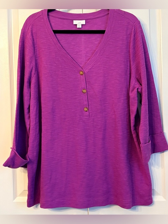 J. Jill Tops - J. .Jill Women's Top, Purple V-Neck Henley, xl
